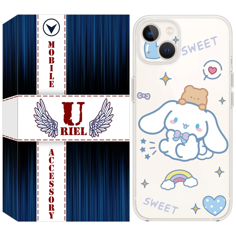 کاور یوریل مدل Clear کد 24 طرح خرگوش بامزه مناسب برای گوشی موبایل اپل iPhone 13 mini
