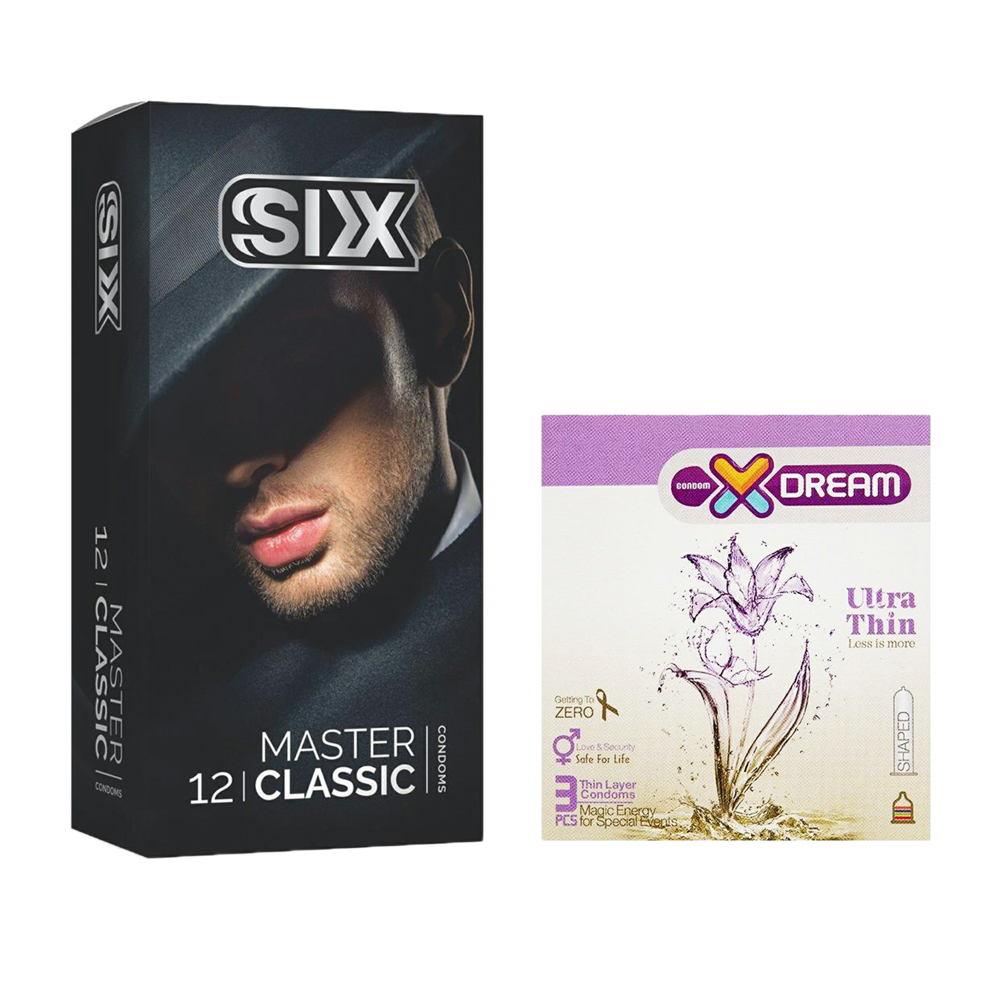  کاندوم سیکس مدل Master Classic بسته 12 عددی به همراه کاندوم ایکس دریم مدل Ultra Thin بسته 3 عددی 