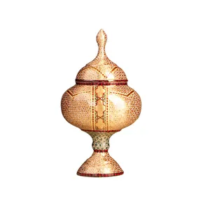 شکلات خوری پایه دار‏ مس و خاتم‏  ‏‏رنگ ‏طلایی‏ طرح ‏ستاره‏ مدل 1001200031