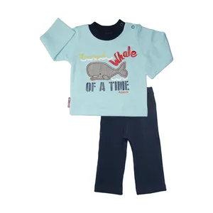 ست تی شرت و شلوار نوزادی آدمک مدل نهنگ کد 1164321 رنگ فیروزه ای
