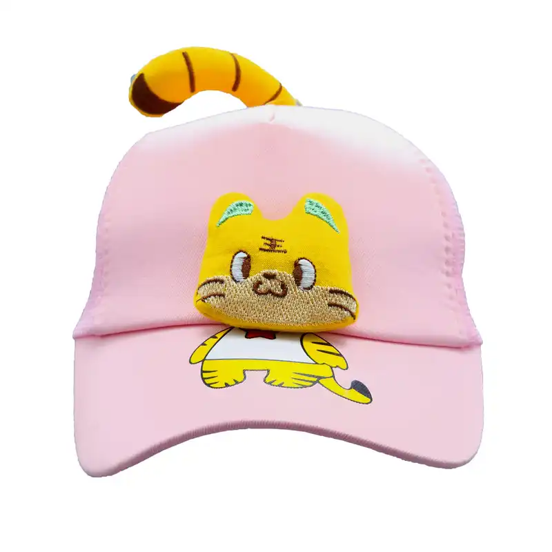 کلاه کپ بچگانه مدل عروسک ببری کد 51619 رنگ صورتی