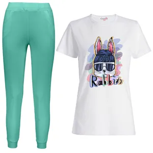 ست تی شرت آستین کوتاه و شلوار دخترانه مدل 101