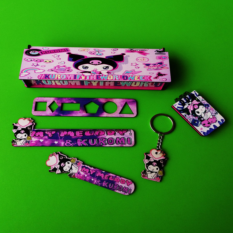 بسته لوازم تحریر طرح کرومی فانتزی کد 05 مجموعه 6 عددی