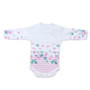 بادی آستین بلند نوزادی برگ سبز مدل پروانه چين دار