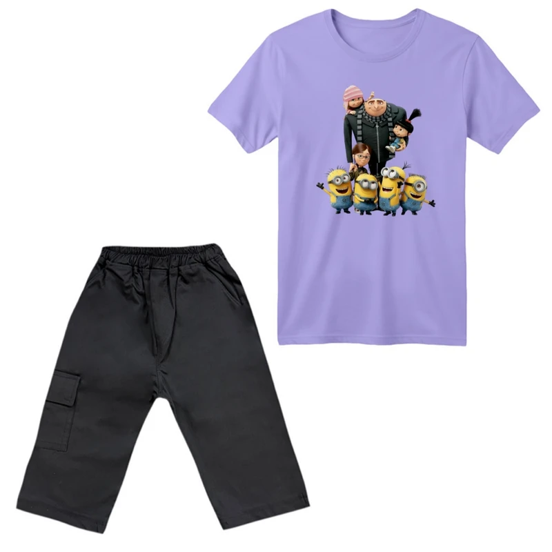 ست تی‌شرت آستین کوتاه و شلوارک پسرانه مدل مینیون کد ۵