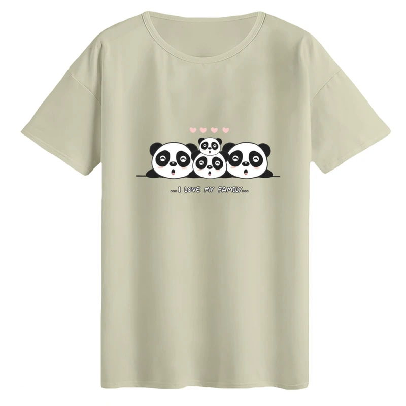 تی‌شرت لانگ آستین کوتاه زنانه مدل خانواده پاندا