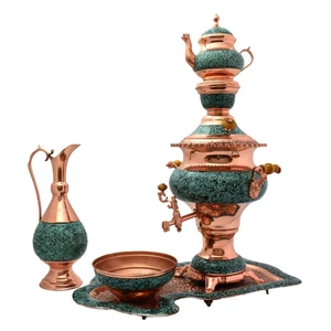 سرویس سماور فیروزه کوبی هنرلوکس 5 پارچه مدل FSM65