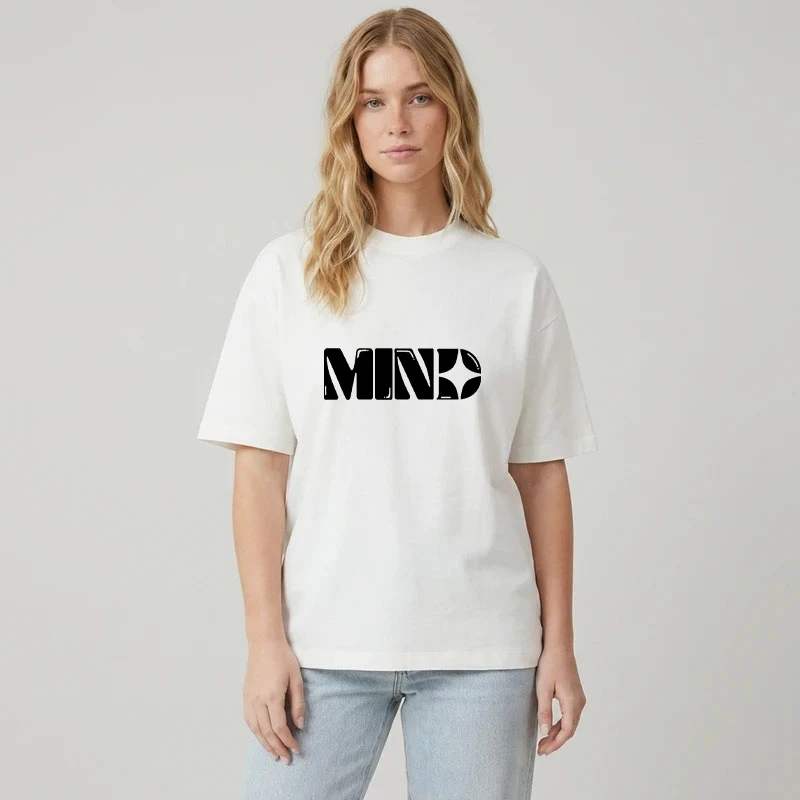 تی شرت آستین کوتاه زنانه پنبه طرح mind