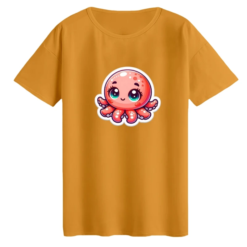 تی‌شرت لانگ آستین کوتاه زنانه مدل هشت پا کارتونی کد01