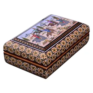 جعبه جواهرات خاتم کاری طرح چوگان بازی کد 16 LG-TKH