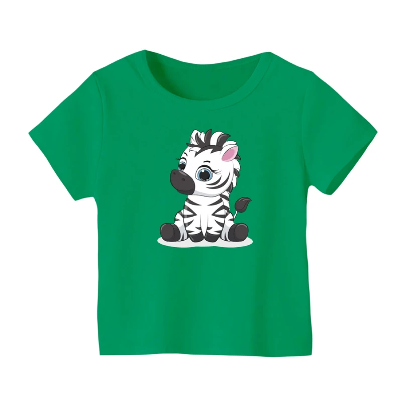 تی شرت آستین کوتاه بچگانه مدل گورخر کد ۴ رنگ سبز