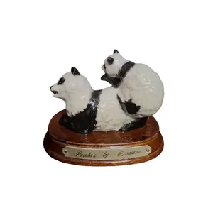 مجمسه سرامیکی مدل لئوناردو طرح پاندای مادر و بچه کد WOODEN