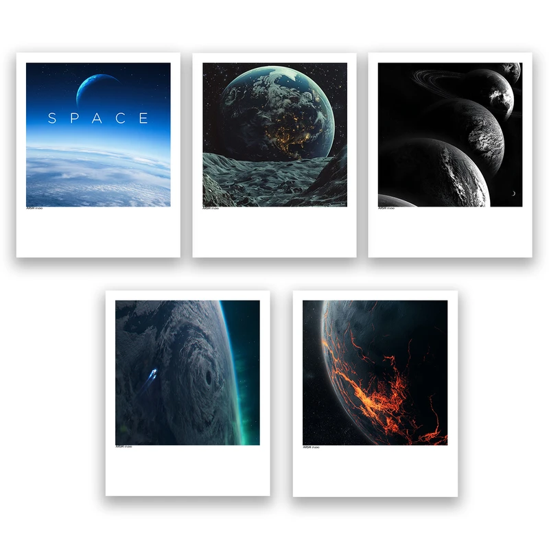 آویز تزیینی عرش مدل فانتزی فضا و کهکشان کد Asa953 مجموعه پنج عددی