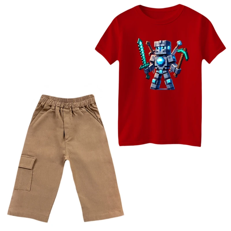 ست تی‌شرت و شلوارک پسرانه مدل آدم آهنی