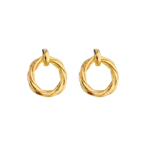 گوشواره میخی طلا 18 عیار زنانه پرسته مدل دایره پیچی کد WE693