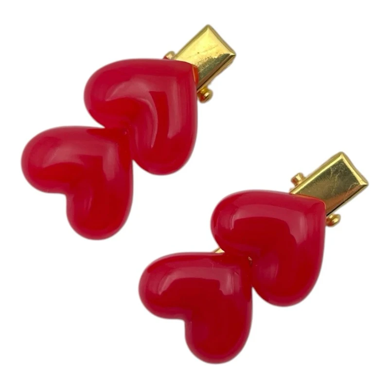 گیره مو دخترانه مدل قلبی رزینی بسته ۲ عددی