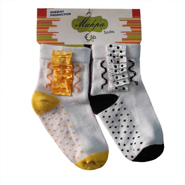 جوراب دخترانه مهپا مدل روبان دار 4 مجموعه 2 عددی