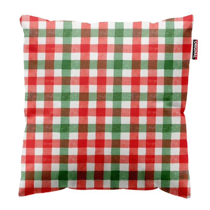 کوسن پاد آفرین مدل کریسمس طرح چهارخانه کد PK402853 سایز 40*40 سانتی متر