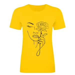 تی شرت آستین کوتاه زنانه مدل زن و گل