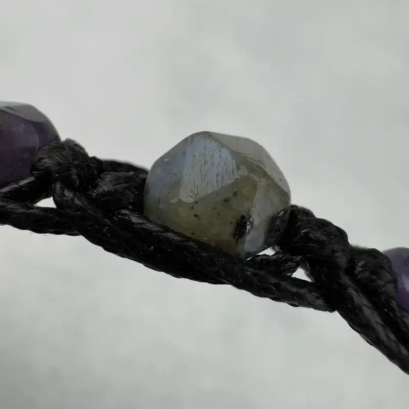 دستبند مدل سنگ آمیتیست و لابرادورایت