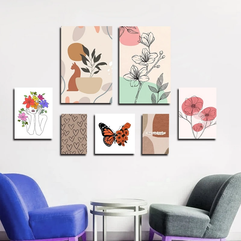 تابلو شاسی بکلیت طرح نقاشی مدرن مینیمال مدل SH-2300 مجموعه 7 عددی