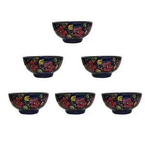 کاسه سفالی مدل ماست خوری طرح گل کد GH بسته 6 عددی