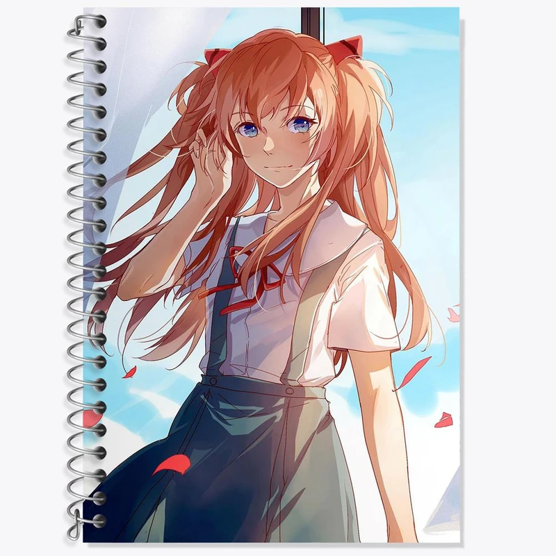 دفتر زبان 50 برگ خندالو مدل دو خط طرح آسوکا چان انیمه اونگلیون کد 13801