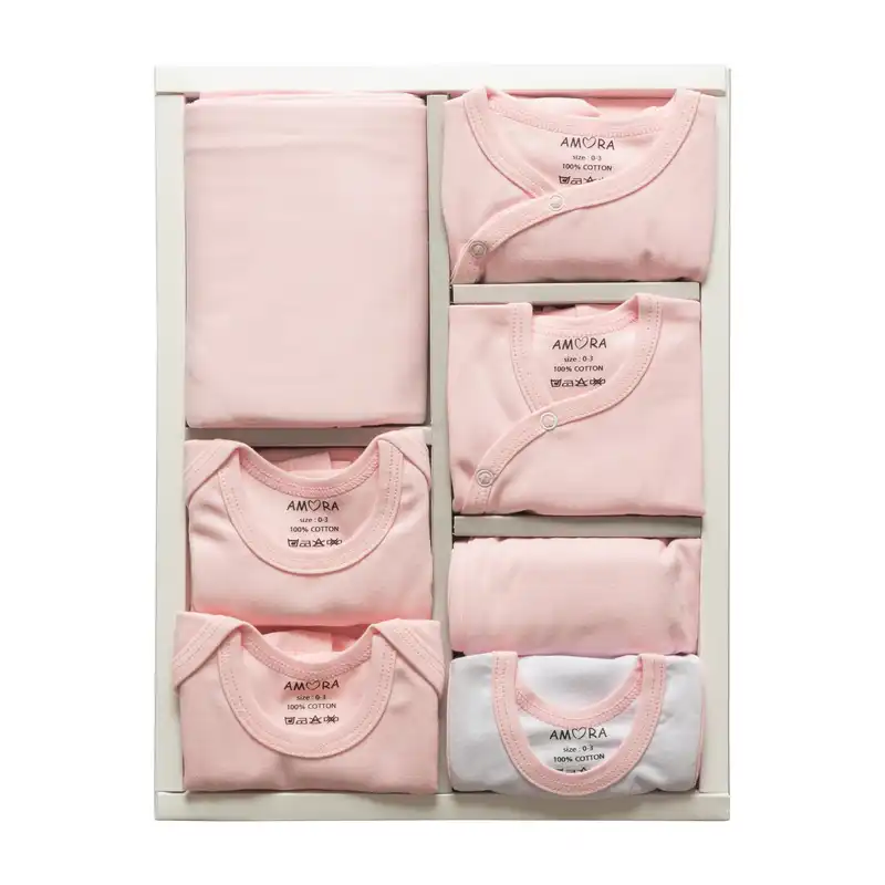 ست 19 تکه لباس نوزادی آمورا مدل sensitive رنگ صورتی