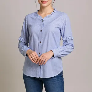 شومیز آستین بلند یقه گرد زنانه مدل غنچه