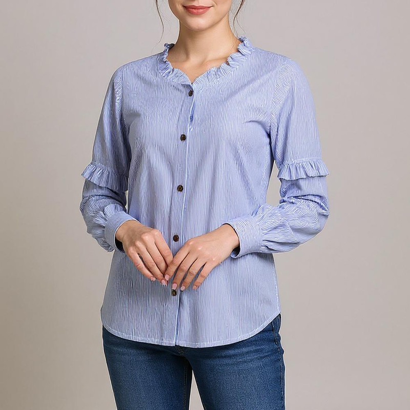 شومیز آستین بلند یقه گرد زنانه مدل غنچه