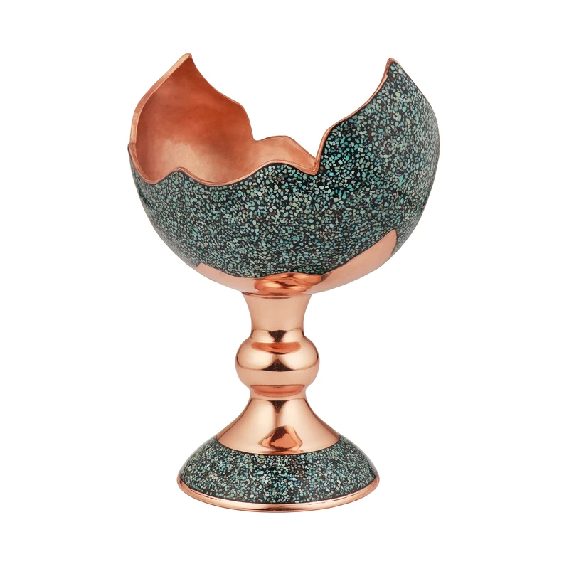 عکس شماره 4 : کشکول فیروزه کوبی مسی مدل چکشی کد 3