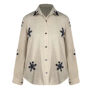 شومیز آستین بلند یقه برگردان زنانه مدل لینن کد AK1224