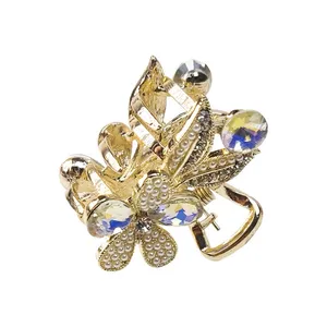 کلیپس مو زنانه طرح گل نگین دار مدل 1433