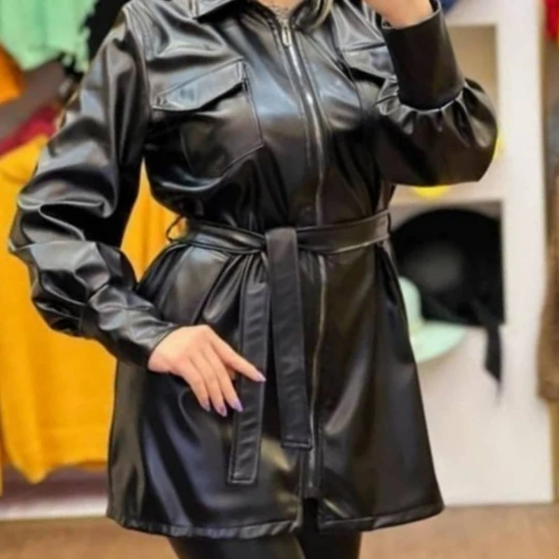 عکس شماره 8 : کت چرم زنانه مدل کارگو چرم کد a