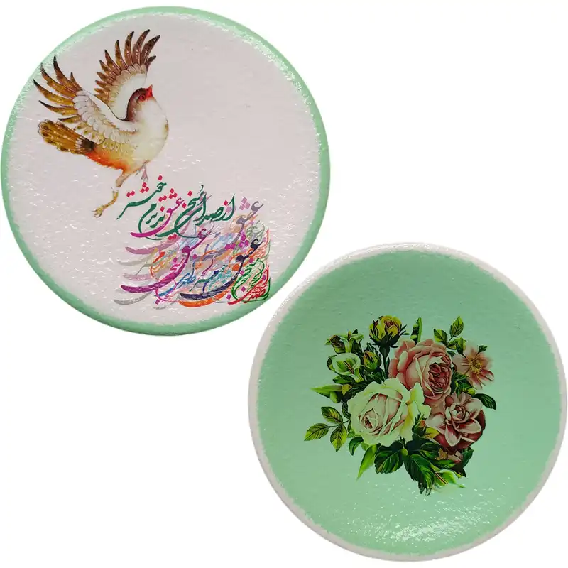 بشقاب دیوارکوب سفالی مدل شعر عاشقانه کد 16 مجموعه 2 عددی