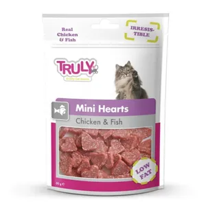 تشویقی گربه ترولی مدل mini hearts مرغ و ماهی وزن 50 گرم