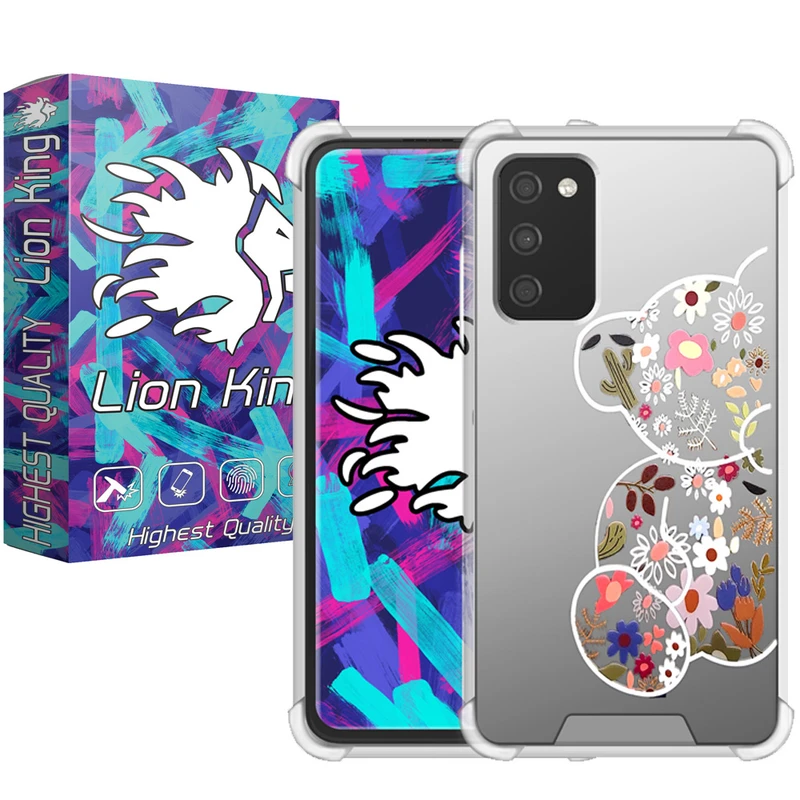 کاور لاین کینگ مدل آینه ایی نشکن طرح خرس مناسب برای گوشی موبایل سامسونگ Galaxy A03s