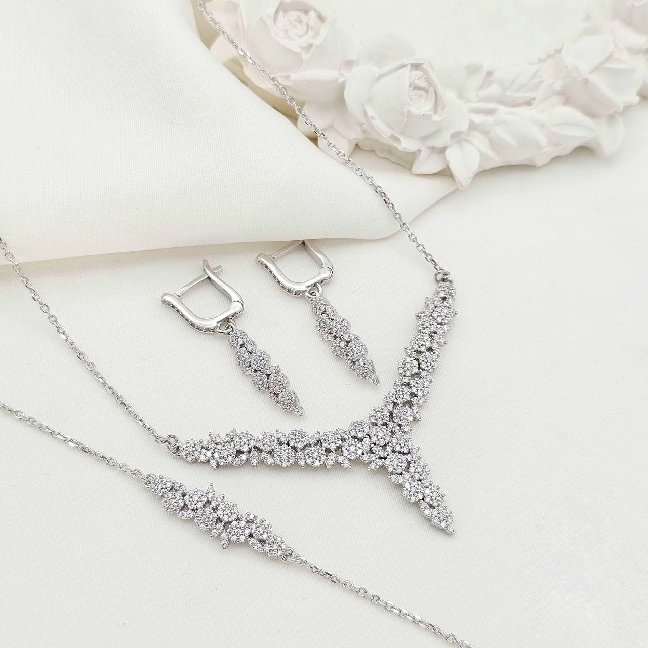 نیم ست نقره زنانه مدل فلاور و گندم کد BF4