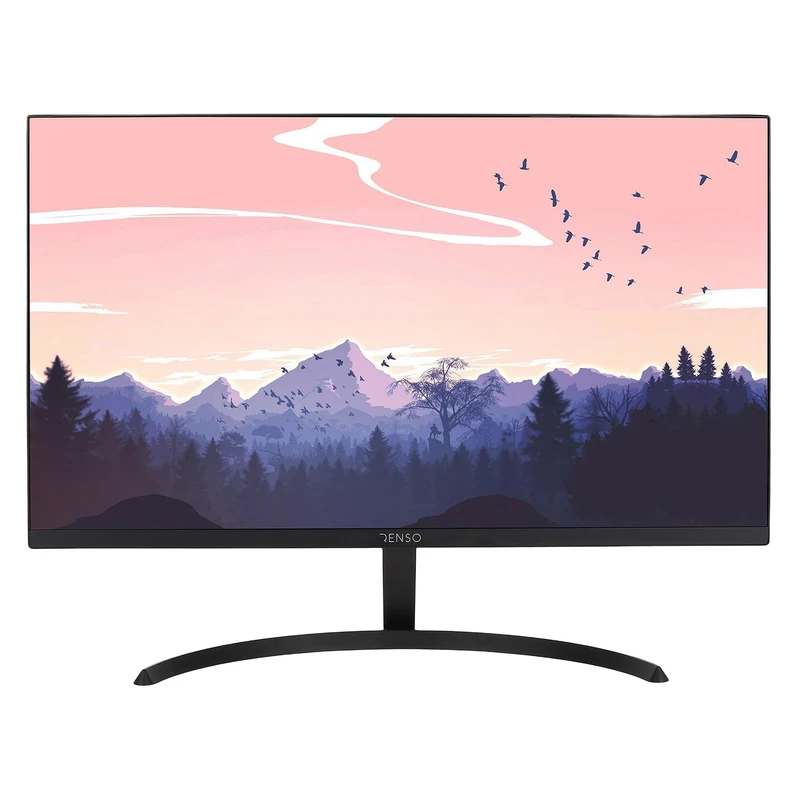 مانیتور رنسو مدل RM-24PRIME سایز 24 اینچ، رزولوشن Full HD، پنل IPS، نرخ بروزرسانی تصویر 100 هرتز، نسبت تصویر 16:9، یک پورت HDMI، یک پورت Displayport و یک پورت VGA  به همراه ماوس