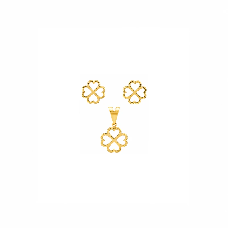 نیم ست طلا 18 عیار زنانه مان گالری مدل شبدر کد HS01-0005200
