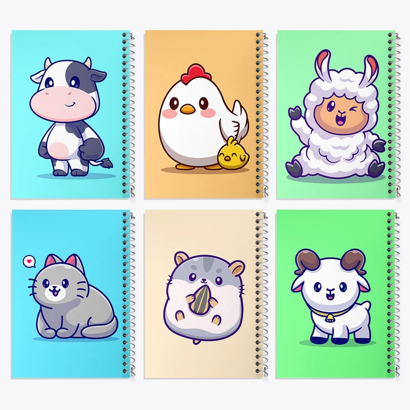 دفتر نقاشی 50 برگ خندالو طرح حیوانات بامزه کد 419 مجموعه 6 عددی