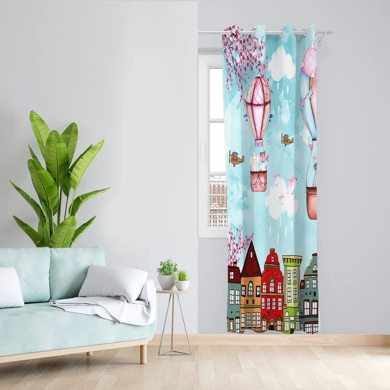 پرده طرح کارتونی مدل مخمل پانچی کد 2536 z سایز 140x200 سانتی متر