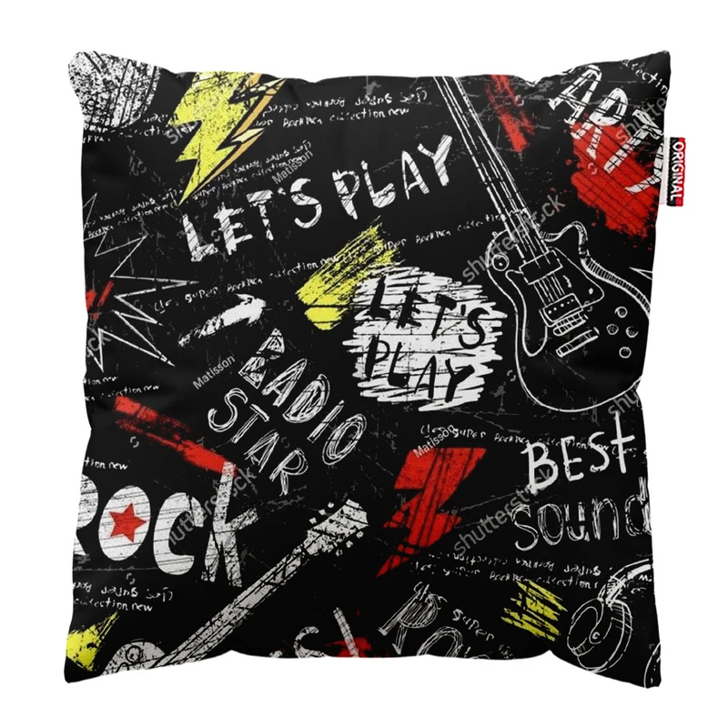  کوسن پاد آفرین طرح گیتار و موسیقی سایز 30*30 سانتی متر کد 1090