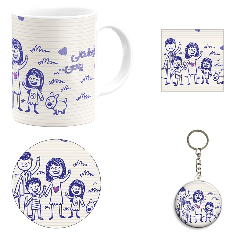 ست هدیه ماگ مدل خانواده شاد و خوشحال کد A1