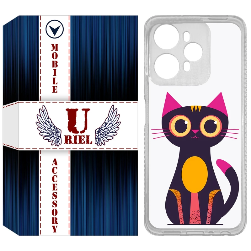 کاور یوریل مدل Clear کد 46 طرح گربه مناسب برای گوشی موبایل وکال V1 / V1 Plus