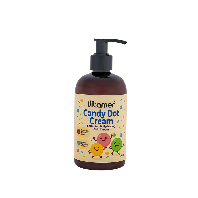 کرم مرطوب‌کننده و آبرسان بدن ویتامر مدل Candy Dot Cream مناسب برای انواع پوست حجم 250 میلی‌لیتر