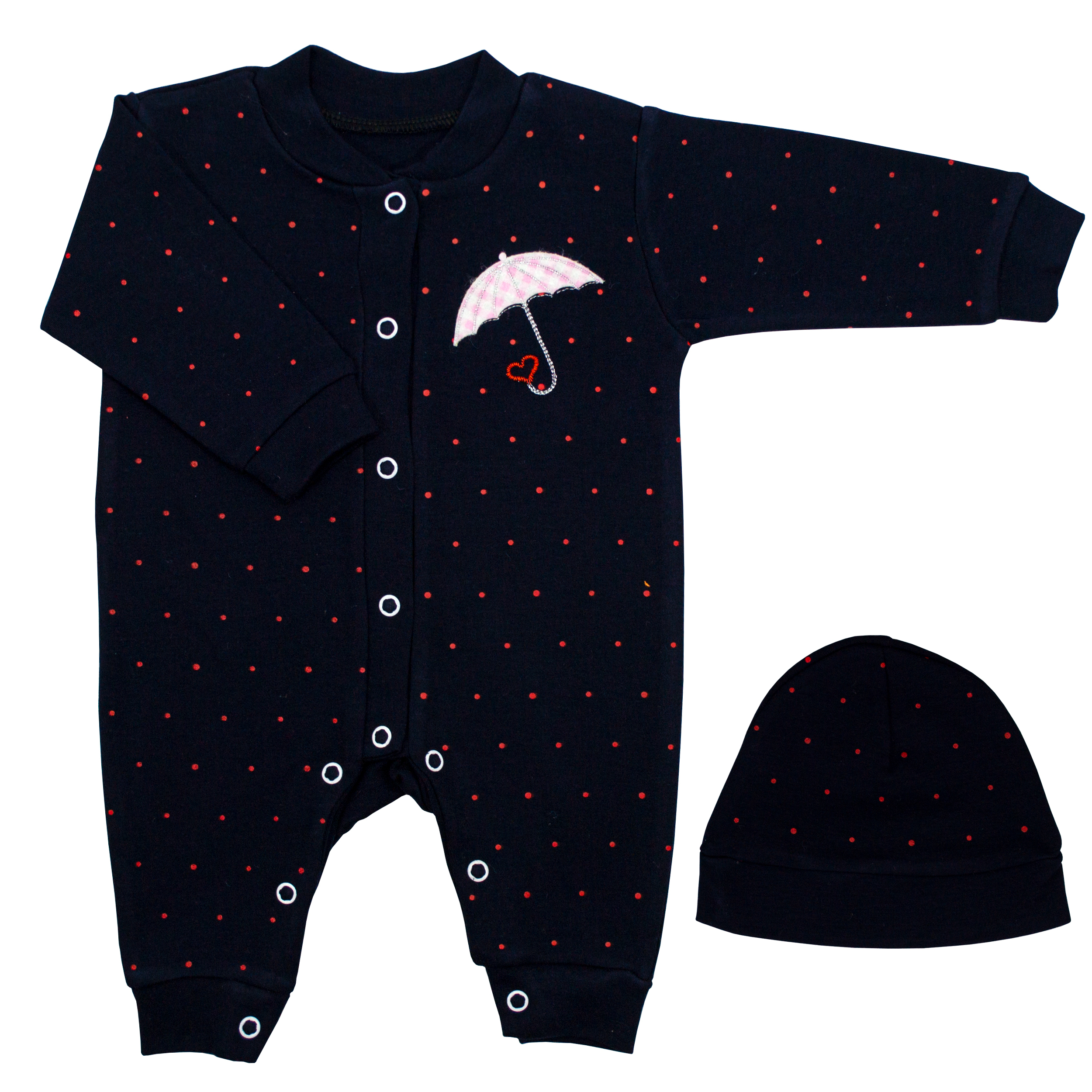 ست سرهمی و کلاه نوزادی مدل چتر