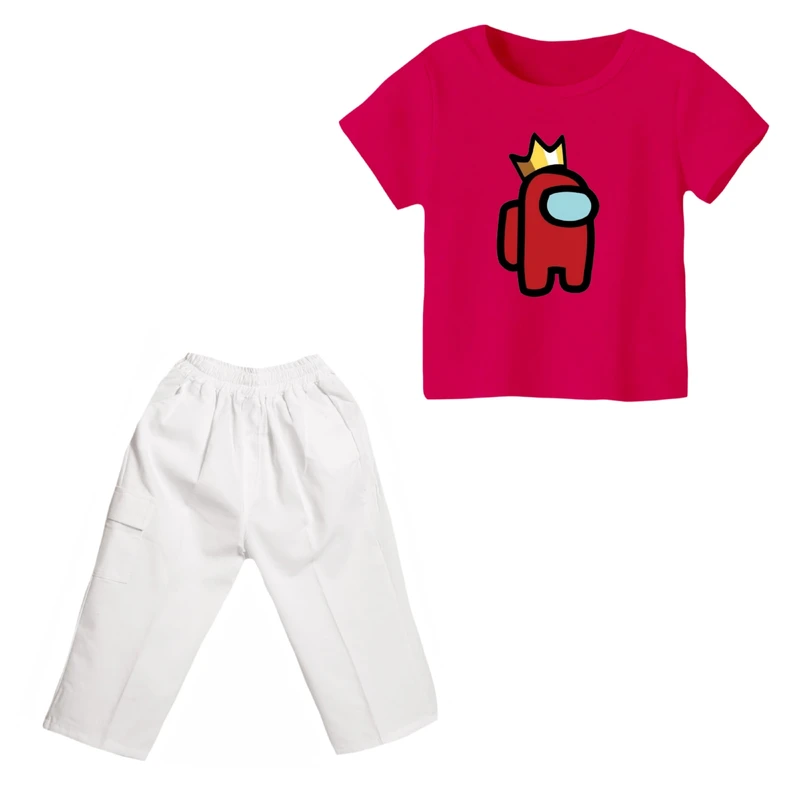 ست تی شرت و شلوارک دخترانه مدل امانگ آس