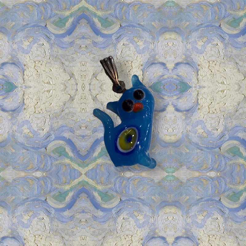 آویز گردنبند دخترانه مدل چشم نظر دست ساز گربه