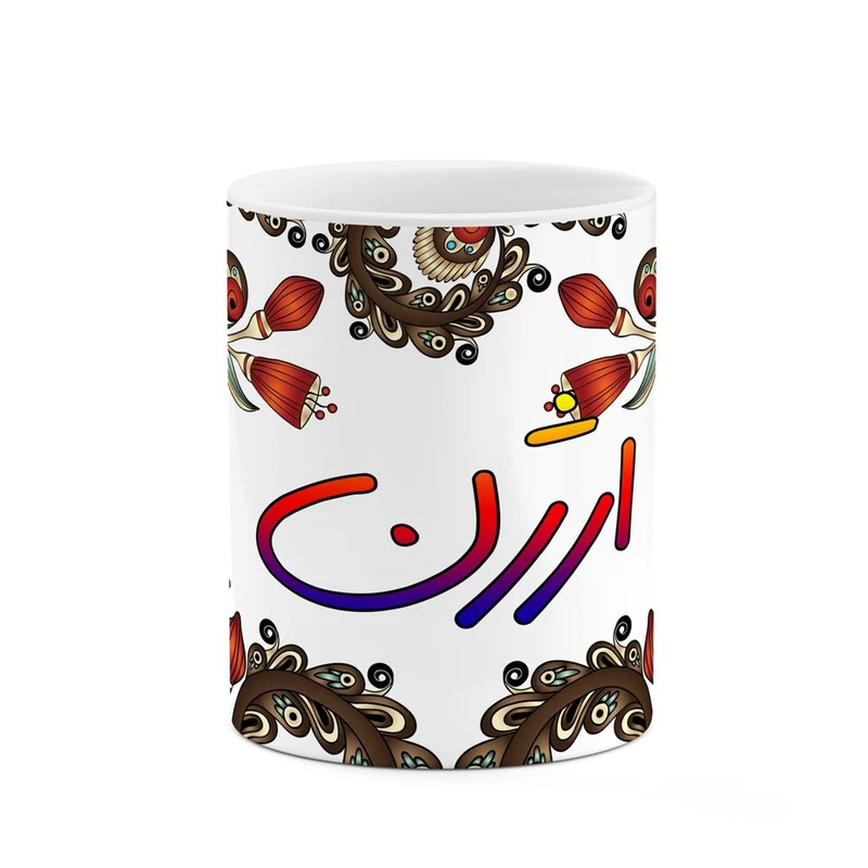 ماگ کاکتی مدل اسم ارژن طرح سنتی گل و بته کد mgh43431